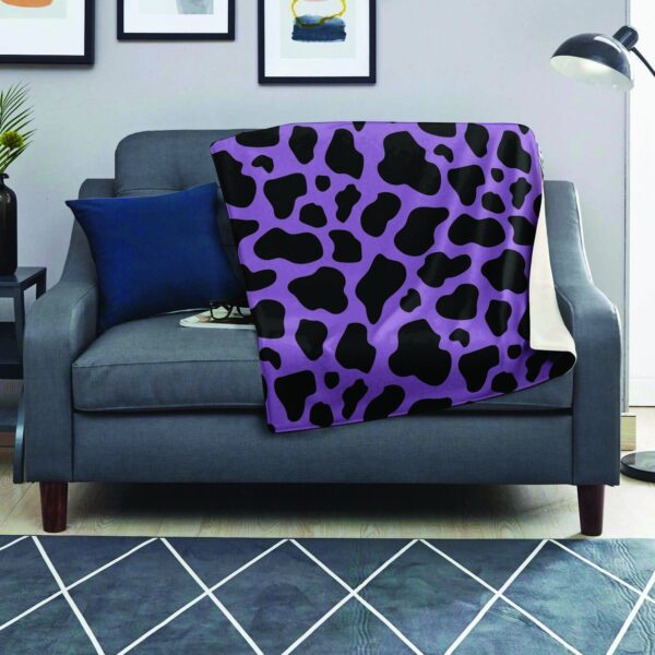 Black And Purple Cow Print Blanket