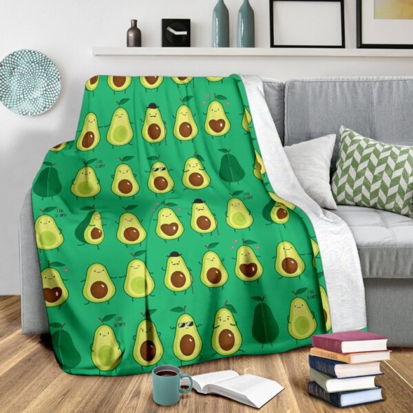 Cartoon Green Avocado Pattern Print Blanket
