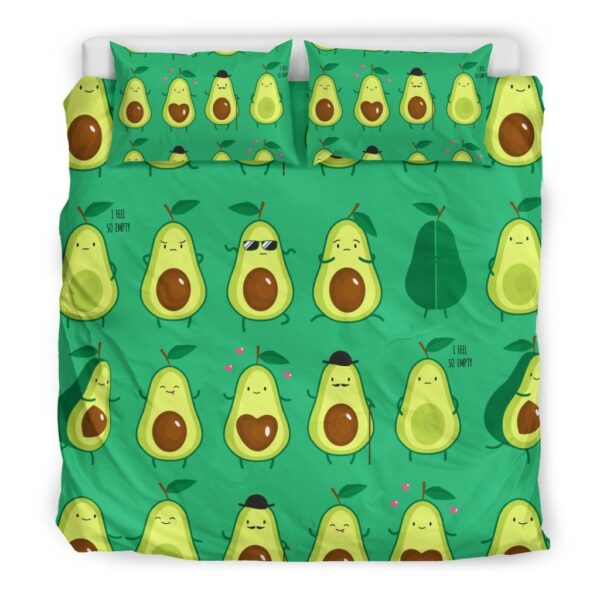 Cartoon Green Avocado Pattern Print Duvet Cover Bedding Set