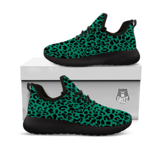 Leopard Green Print Black Athletic Shoes