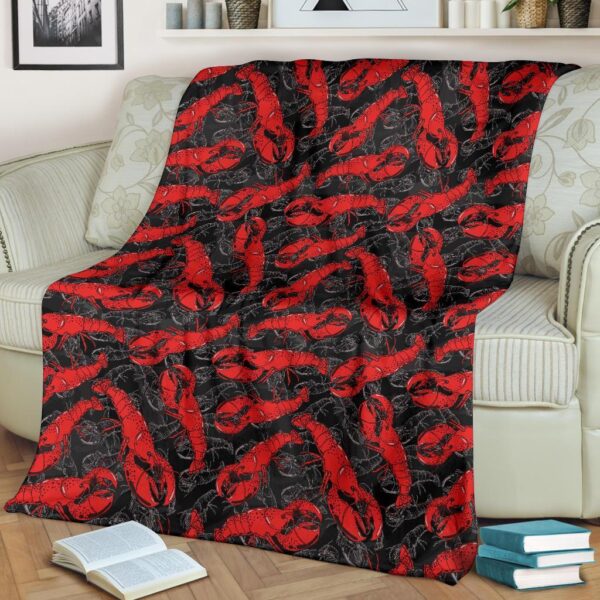 Lobster Black Pattern Print Blanket