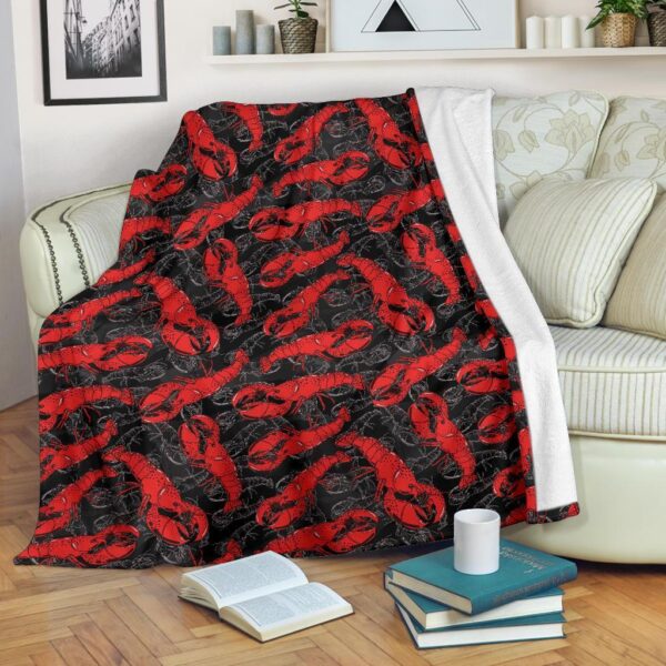 Lobster Black Pattern Print Blanket