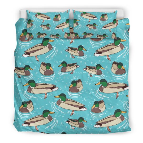 Mallard Duck Pattern Print Duvet Cover Bedding Set