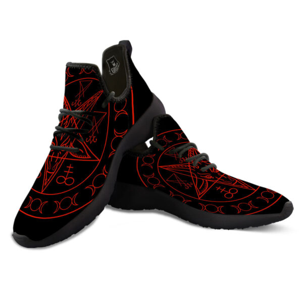 Pentagram Symbol Red Satanic Print Black Athletic Shoes