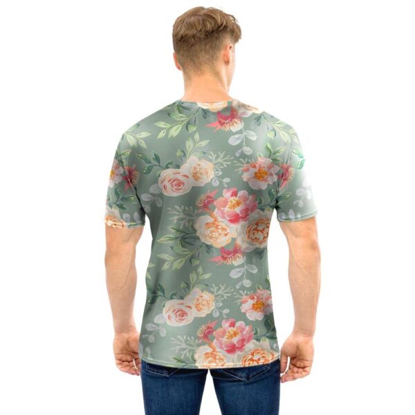 Pink Rose And Peony Floral Men T Shirt