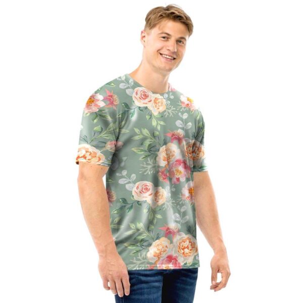 Pink Rose And Peony Floral Men T Shirt