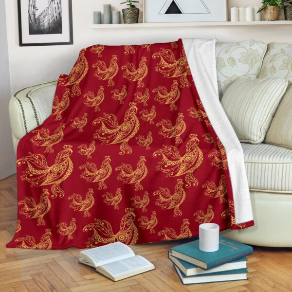 Rooster Pattern Print Blanket