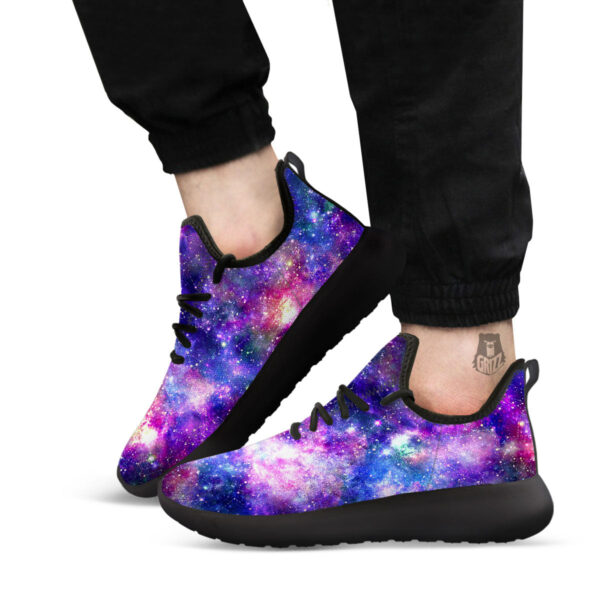 Space Blue Starfield Purple Galaxy Print Black Athletic Shoes