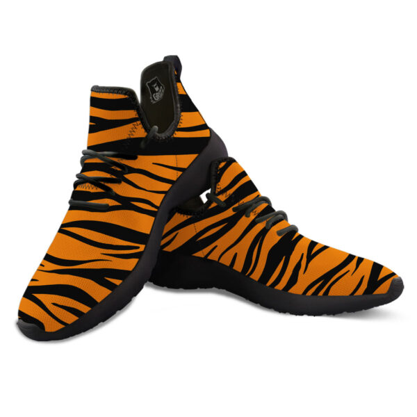 Tiger Stripe Black And Orange Print Black Athletic Shoes