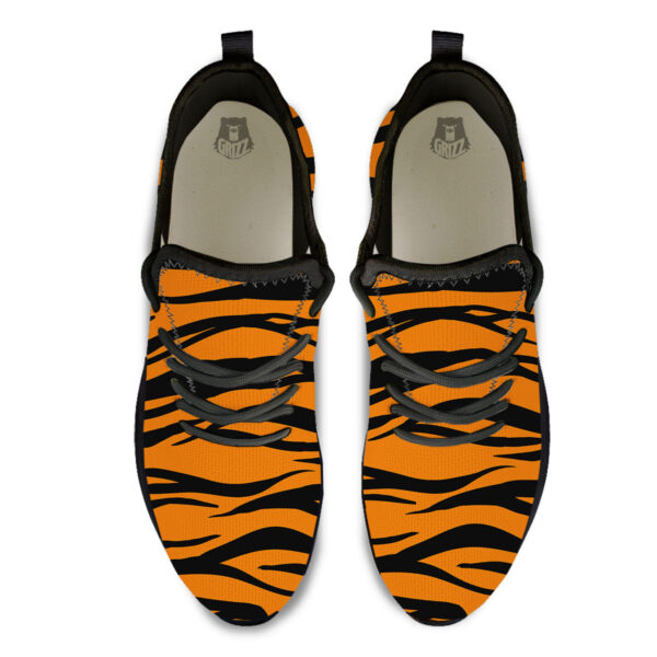 Tiger Stripe Black And Orange Print Black Athletic Shoes