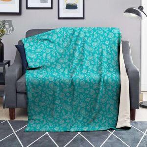 Turquoise Paisley Bandana Print Blanket