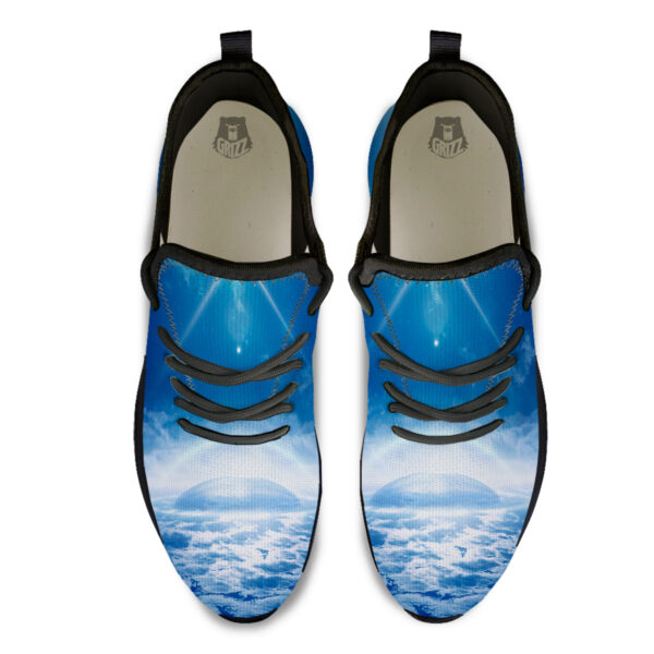 UFO On Planet Earth Print Black Athletic Shoes