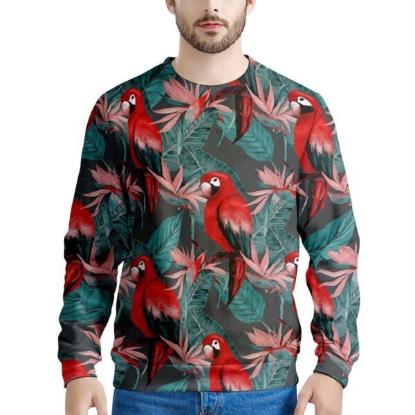 Watercolor Parrot Tropical Print Men’s Sweatshirt