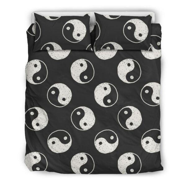 Yin Yang Black Pattern Print Duvet Cover Bedding Set