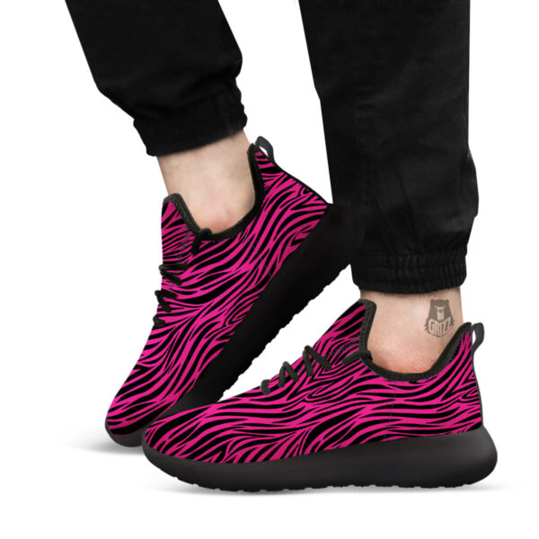 Zebra Hot Pink Print Pattern Black Athletic Shoes